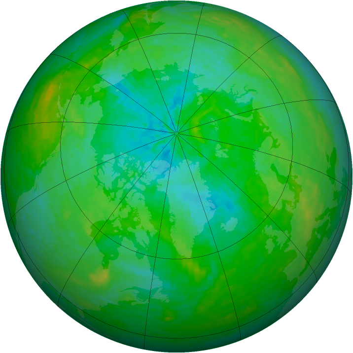 Arctic ozone map for 08 August 1990